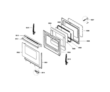 Door Diagram and Parts List for HGS3063UC 06 Bosch Range