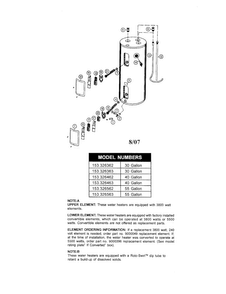 Water Heater Diagram and Parts List for 153326462  Kenmore Water Heater