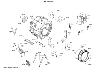 Oscillating System Parts Diagram and Parts List for WAT28400UC 17 Bosch Washer