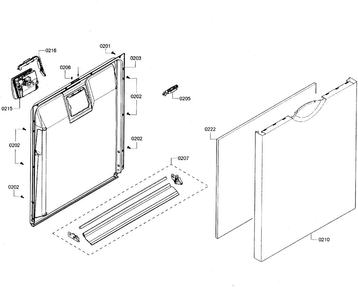 Door Assy Diagram and Parts List for SHE3AR72UC 06 Bosch Dishwasher