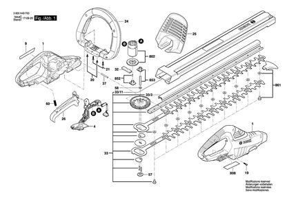 Diagram 1 Diagram and Parts List for AHS55-20LI 3 600 H49 G00 Bosch Hedge Trimmer