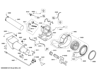 Motor Diagram and Parts List for WTVC553CUC 09 Bosch Dryer
