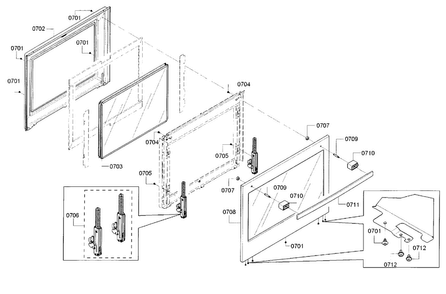 Door-lower Diagram and Parts List for HBL5651UC 01 Bosch Wall Oven