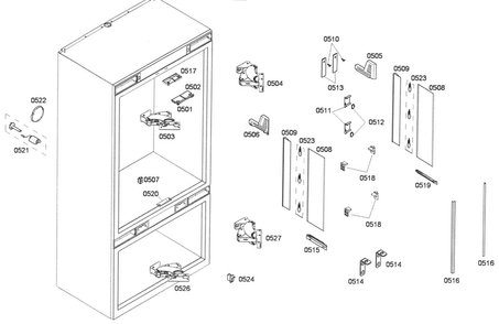 Cabinet Assy Diagram and Parts List for T36IT71NNP 28 Thermador Refrigerator