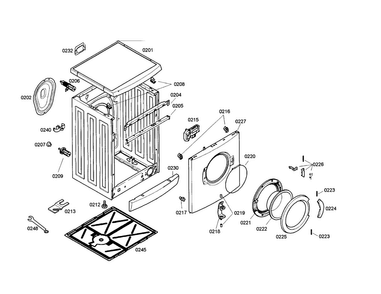 Body/door Diagram and Parts List for WFL2090UC 01 Bosch Washer