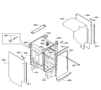 Cabinet Diagram and Parts List for SPE5ES55UC 23 Bosch Dishwasher