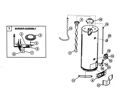 Water Heater Diagram and Parts List for 153336760  Kenmore Water Heater