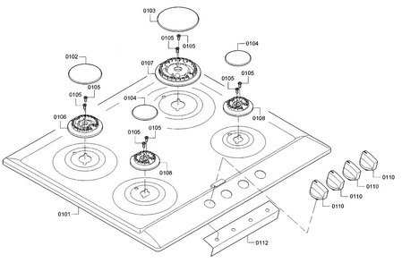 Burner Asy Diagram and Parts List for NGM5455UC 01 Bosch Cooktop