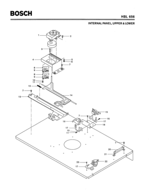 04 - INTERNAL PANEL, UPPER & LOWER Diagram and Parts List for HBL656  Bosch Range