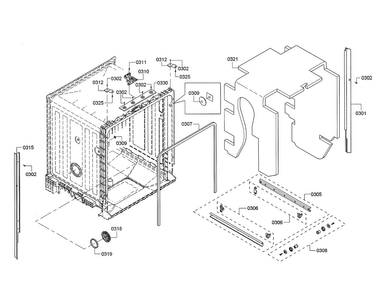 Body Diagram and Parts List for SHE3ARF5UC 08 Bosch Dishwasher