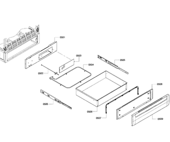 Drawer Assy Diagram and Parts List for HGS7052UC 06 Bosch Range