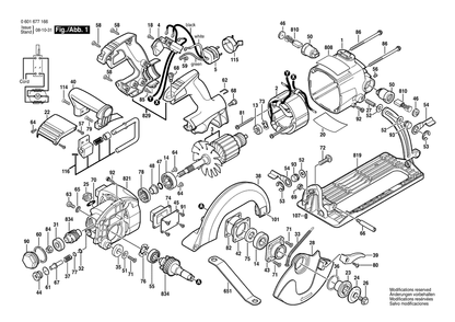 Page A Diagram and Parts List for 1677MD 0601677166 Bosch Circular Saw