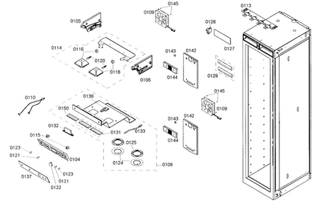 Cabinet Parts Diagram and Parts List for B24IW50NSP 05 Bosch Freezer