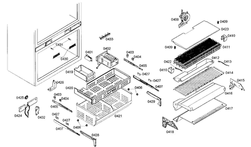Drawers 2 Diagram and Parts List for B36IB70NSP 12 Bosch Refrigerator