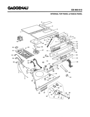 03 - INTERNAL TOP PANEL & FASCIA PANEL Diagram and Parts List for EB965-610  Bosch Range