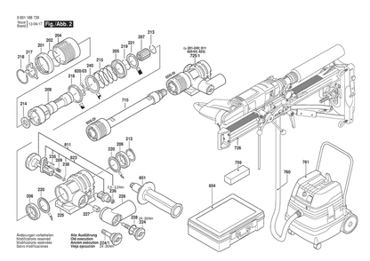 Section 2 Diagram and Parts List for GDB1600DE 0601188739 Bosch Drill