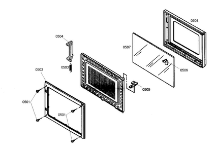Microwave Door Assy Diagram and Parts List for MEMCW301EB01  Thermador Microwave