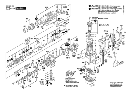 Section 1 Diagram and Parts List for GBH4DFE 0611236739 Bosch Hammer Drill