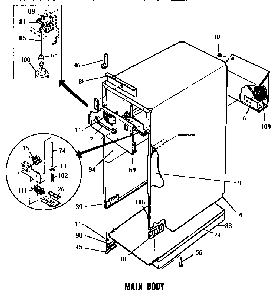 Main Body Diagram and Parts List for WCC24  Thermador Trash Compactor