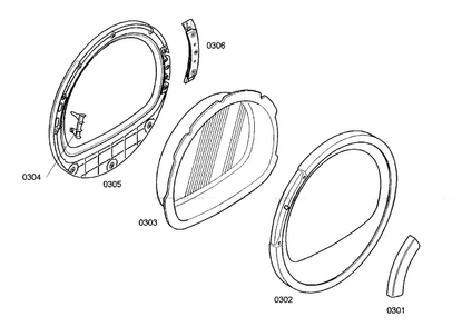 Door Assy Diagram and Parts List for WTV76100US 01 Bosch Dryer