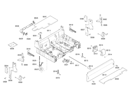 Base Assy Diagram and Parts List for SHE45M05UC 53 Bosch Dishwasher