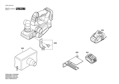 Section 2 Diagram and Parts List for 3601EA0310  Bosch Planer Jointer
