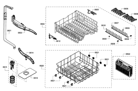 Rack Diagram and Parts List for SHX4AT55UC 21 Bosch Dishwasher