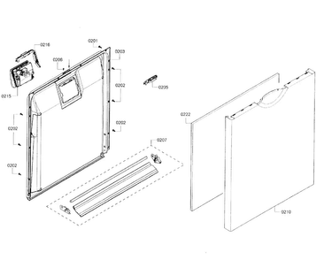 Door Assy Diagram and Parts List for SHE3AR72UC 07 Bosch Dishwasher