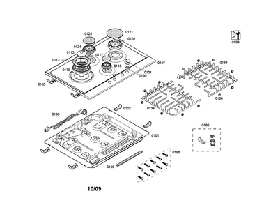 Cooktop Diagram and Parts List for PCK755UC 01 Bosch Cooktop