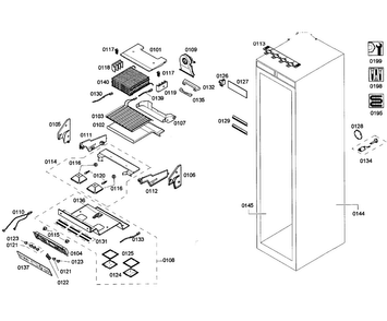 Cabinet Parts Diagram and Parts List for T24IF70NSP 40 Thermador Freezer