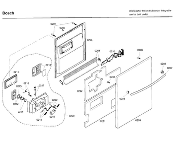 Door Diagram and Parts List for SHX46A05UC 23 Bosch Dishwasher