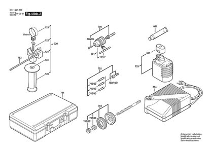Section 2 Diagram and Parts List for GBH24VRE 0611225639 Bosch Hammer Drill