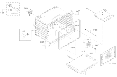 Cavity 1 Diagram and Parts List for HGI8054UC 05 Bosch Range