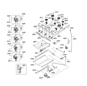 Valve Assy Diagram and Parts List for HGS3023UC 08 Bosch Range