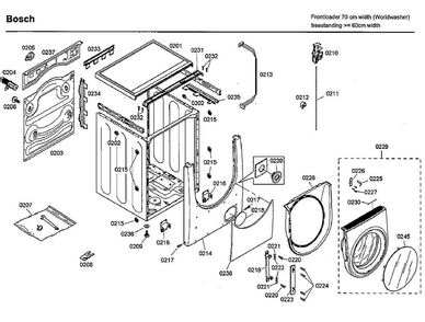 Frame Diagram and Parts List for WFMC8401UC 14 Bosch Washer