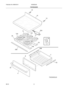 Top/Drawer Diagram and Parts List for HES5053U8  Bosch Range