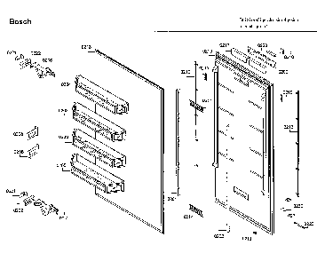 Door & shelf Diagram and Parts List for B30IR800SP 01 Bosch Refrigerator