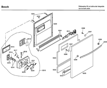 Door Diagram and Parts List for SHX33M02UC 50 Bosch Dishwasher