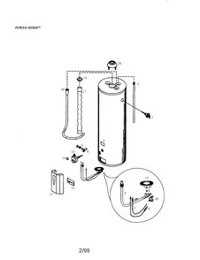 Power Miser 40 Gallon Short Diagram and Parts List for 153337262  Kenmore Water Heater
