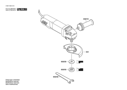 Section 2 Diagram and Parts List for 1811 3601H32A10 Bosch Angle Grinder