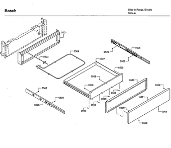 Drawer Diagram and Parts List for HEIP054U 06 Bosch Range