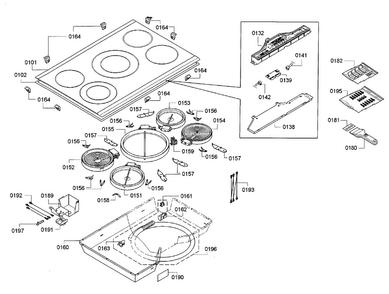 Cooktop Assy Diagram and Parts List for NETP066SUC 01 Bosch Cooktop