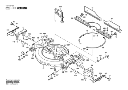 Section 3 Diagram and Parts List for 060166F222  Bosch Miter Saw