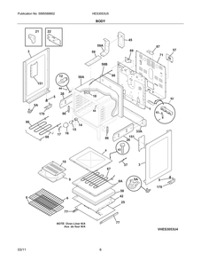 Body 2 Diagram and Parts List for HES3053U5  Bosch Range