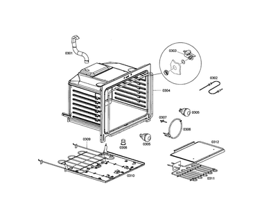 Burner/broil Diagram and Parts List for HDS7022U 01 Bosch Range
