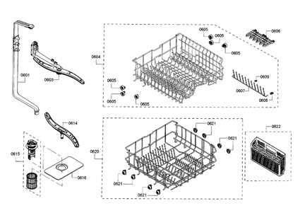 Rack Assy Diagram and Parts List for SHX3AR55UC 17 Bosch Dishwasher