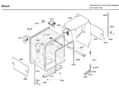 Frame Diagram and Parts List for SHX43C02UC 21 Bosch Dishwasher