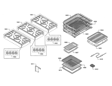 Grate/Racks Diagram and Parts List for PRD48JDSGU 08 Thermador Range