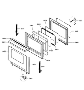 Door Assy Diagram and Parts List for HES3023U 03 Bosch Range