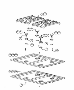 Gas Maintop Component Diagram and Parts List for RDF30  Thermador Range